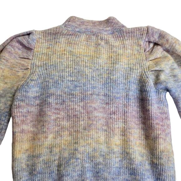 SO Pastel Rainbow Mock Turtleneck Puff Sleeve Sweater Size Medium - Picture 9 of 10
